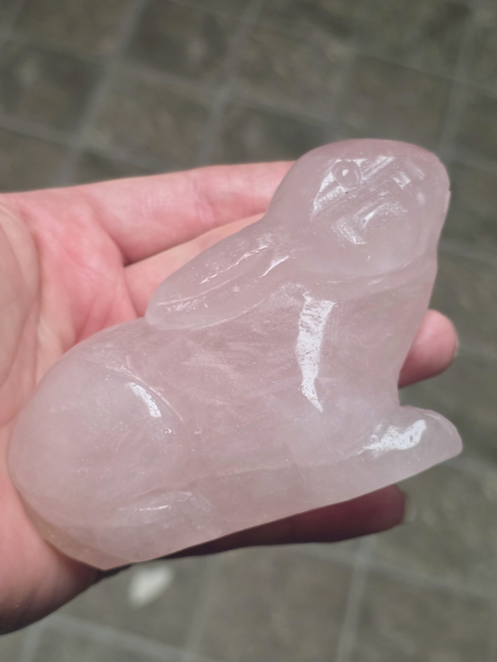 Large Rose Quartz Bunny Rabbit Carving | Pink Crystal Rabbit | Easter Decor | Cr
